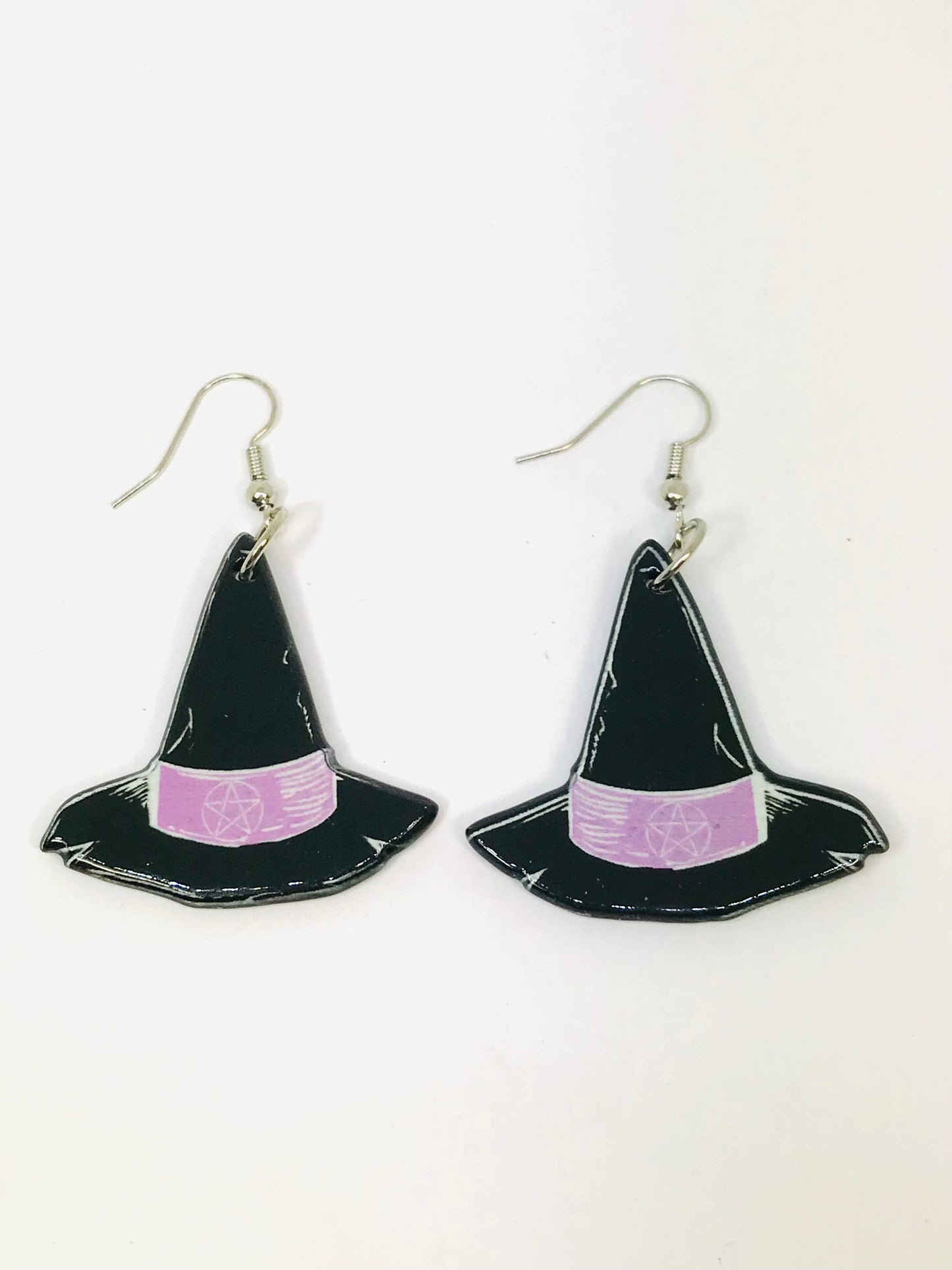 Acrylic Black Witch Hat Earrings