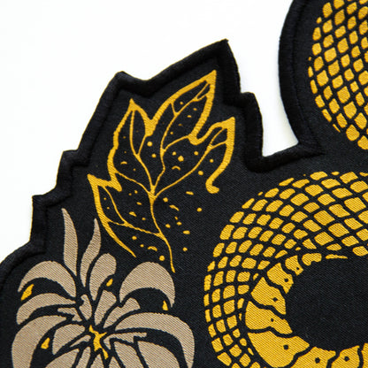 Snake & Chrysanthemum Iron On Back Patch