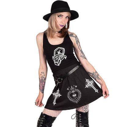 Sacred Heart Eye And Cross Skater Skirt