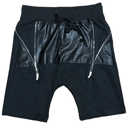 Faux Leather Front Moto Short Pants