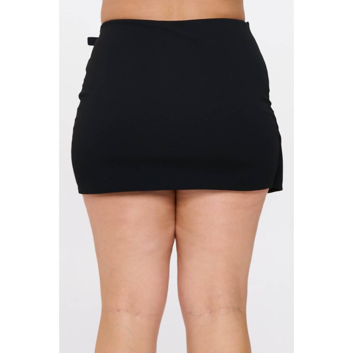 Plus Size Wrap Side Buckle Mini Skirt