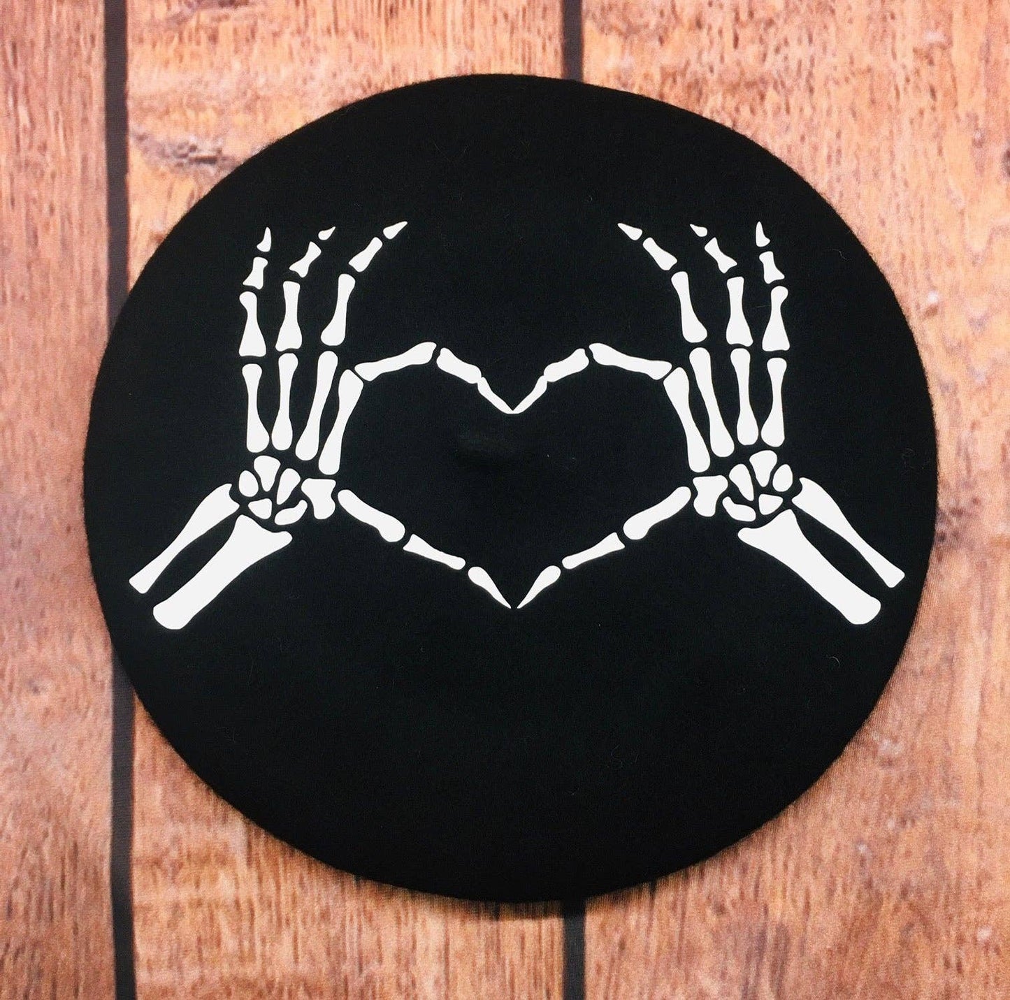 Vegan Skeleton Heart Beret