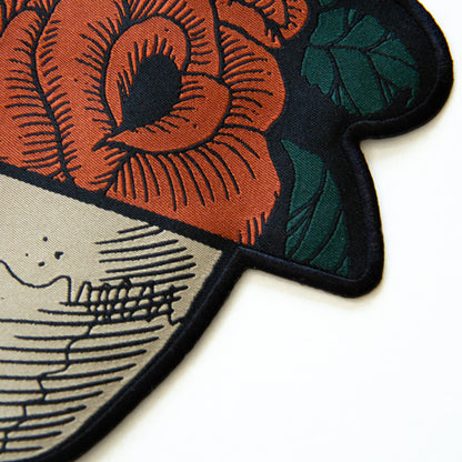 "Thinking of You" Skull and Roses Iron-On Back Patch