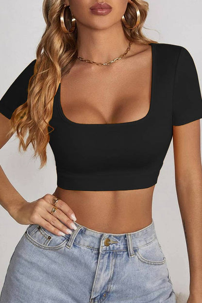 Square Neckline Crop Top